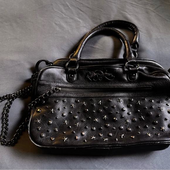 Handbags - Black Studded Leather Handbag